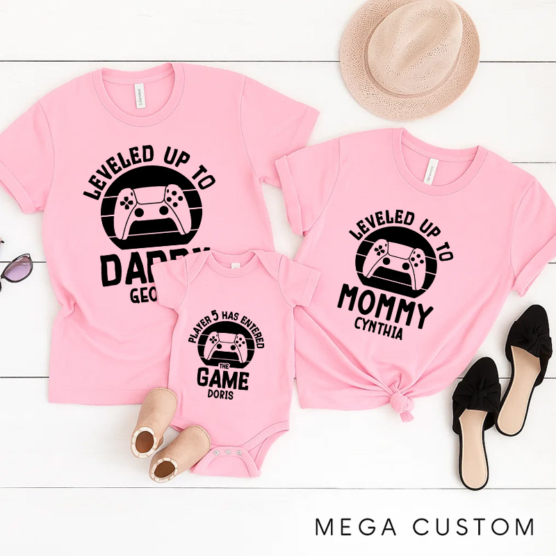 Personalized New Player Family Matching T-Shirts New Father Mother Shirts Funny Gamer Family Shirts Newborn Baby Gift Geek Gaming Shirt Father's Day