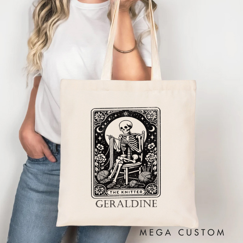 Personalized The Knitting Tote Bag The Knitter Tarot Card Canvas Bag Yarn Lover Bag for Knitting Lover Gift