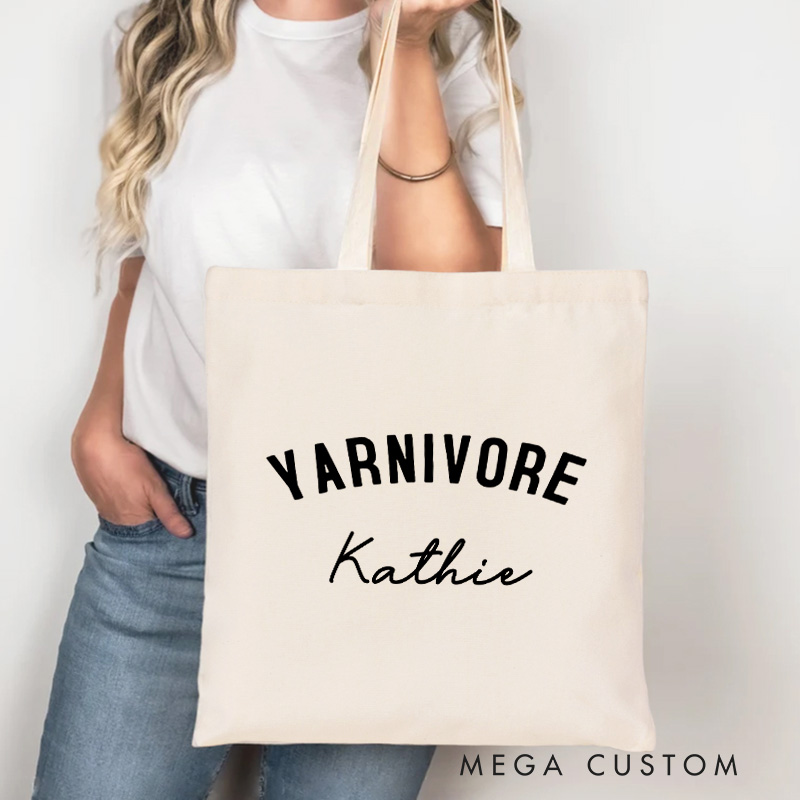 Personalized Yarnivore Tote Bag Crocheting Bag with Name Canvas Bag Yarning Bag for Knitting Lover Gift Crocheting Lover Gift