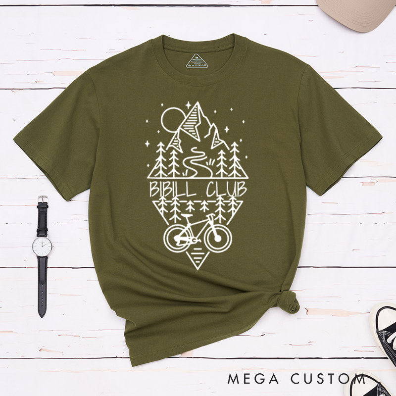 Personalized Adventure Cycling Club T-Shirt with Unique Mountain and Forest for Outdoor Adventures Riding Cycling Biking Enthusiasts