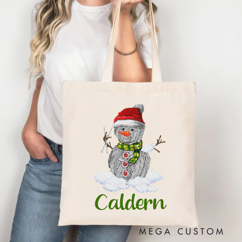 Personalized Merry Knittingmas Tote Bag Christmas Canvas Bag Crocheting Bag Yarning Bag Knitting Lover Gift Crocheting Lover Gift Christmas Gift