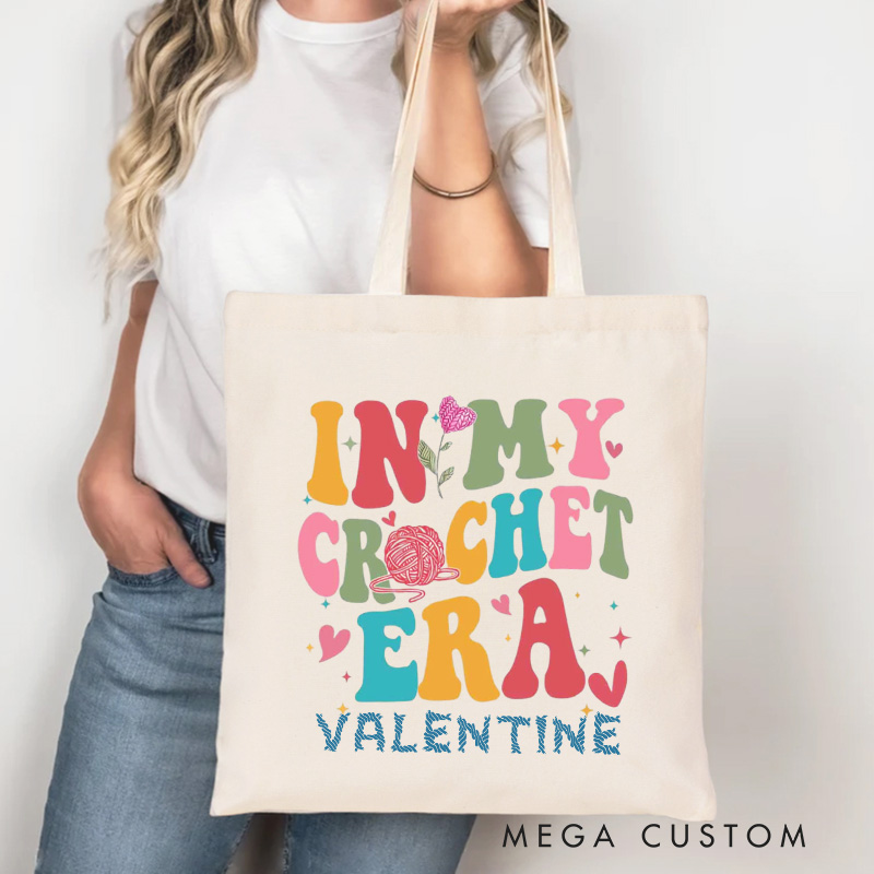 Personalized In My Crochet Era Tote Bag Custom Canvas Bag Yarning Bag Crocheter Bag Yarn Lover Gift Knitting Lovers Gift Crocheting Lovers Gift