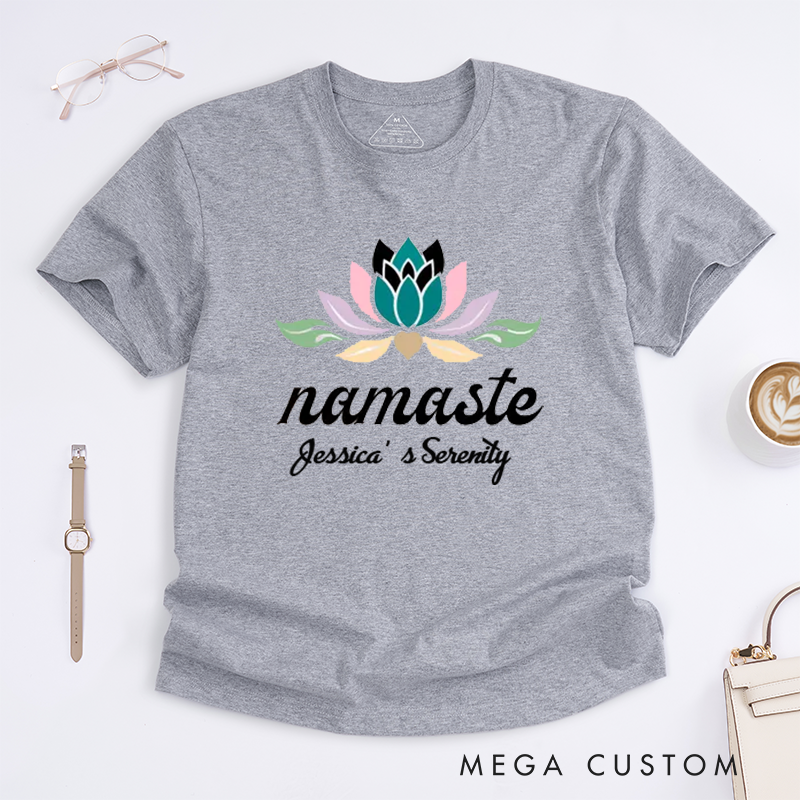 Personalized Lotus Flower Yoga T-Shirt Spiritual Gift for Yoga Lovers Gift for Her Gift for Girlfriend Boho T-shirt Gift Idea