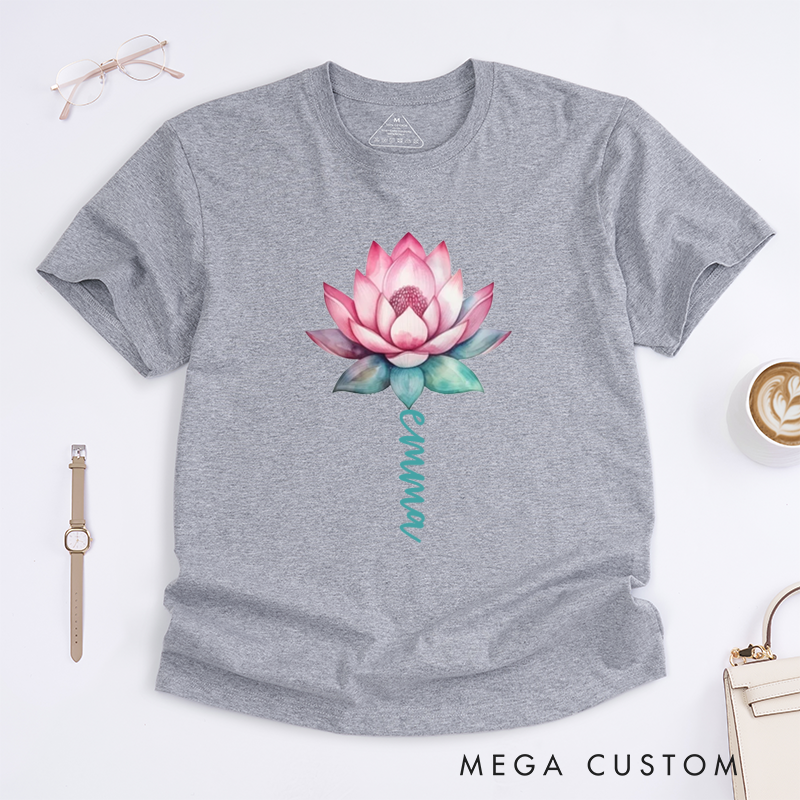 Personalized Watercolor Lotus Flower T-Shirt Namaste T-Shirt Yoga T-Shirt Cute T-Shirt Hippie T-Shirt Meditation T-Shirt