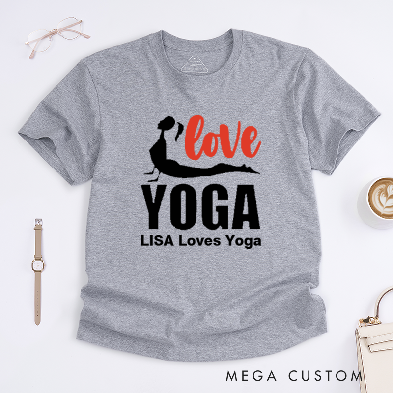 Personalized Love Yoga T-Shirt Yoga Poses T-Shirt Yoga Group T-Shirt Yoga Lover T-Shirt for Gift