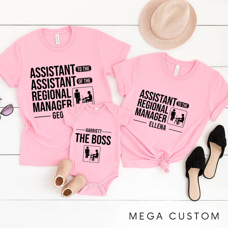 Personalized Regional Manager Funny Family Matching T-Shirts Daily Grind TV Series Family Tshirt Movie TV Show Fan Shirt First Fathers Day Gift