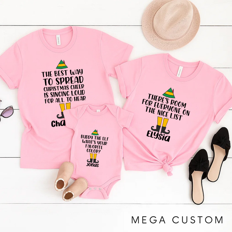 Personallized Buddy the Elf Movie Matching Family T-shirts Christmas Elf Family Matching Name Shirt Family Member Shirts Couple Shirt Xmas Gift