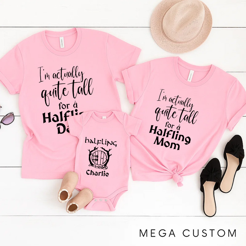 Personalized Halfling Movie Family T-Shirts Funny Family Matching Tshirt for Movie Lovers 90s Movie New Dad Gift