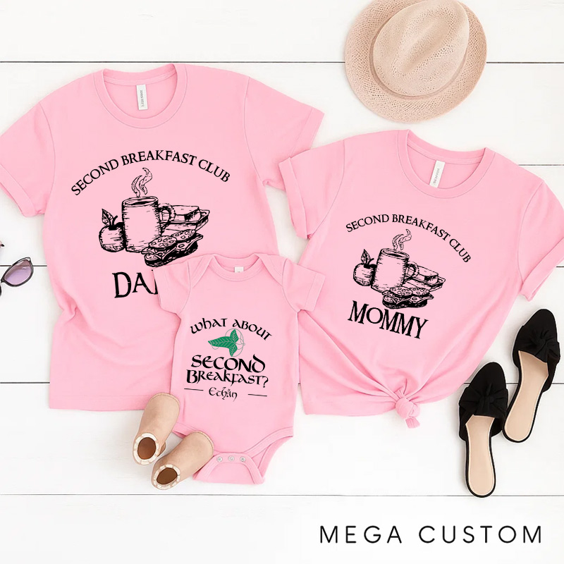 Personalized What About Second Breakfast Movie Family T-Shirts Funny Family Matching Tshirt for Movie Lovers 90s Movie New Dad Gift
