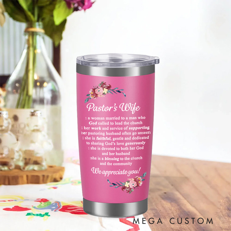 Personalized Pastor's Wife Definition Tumbler Bible Verse 20oz Tumbler with Name Stainless Steel Insulated Travel Mug Christian Gift