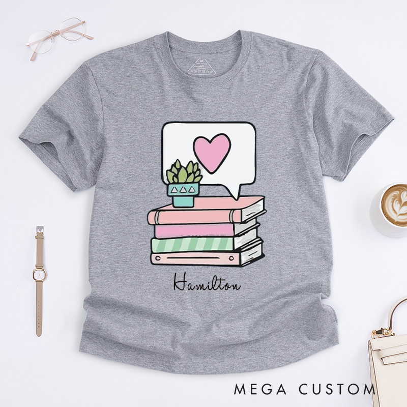 Personalized Book Lover Classic T-Shirts Reading Shirt Bookworm Book Nerd Gift Customized Name Shirt Gift for Books Lover