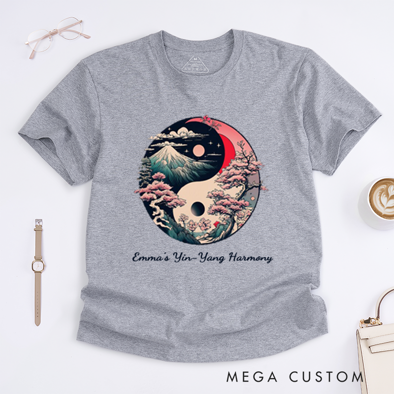 Personalized Yin Yang Meditation Yoga T-Shirt Spiritual Buddhism T-shirt Yoga Tee Self Care and Wellness T-Shirt