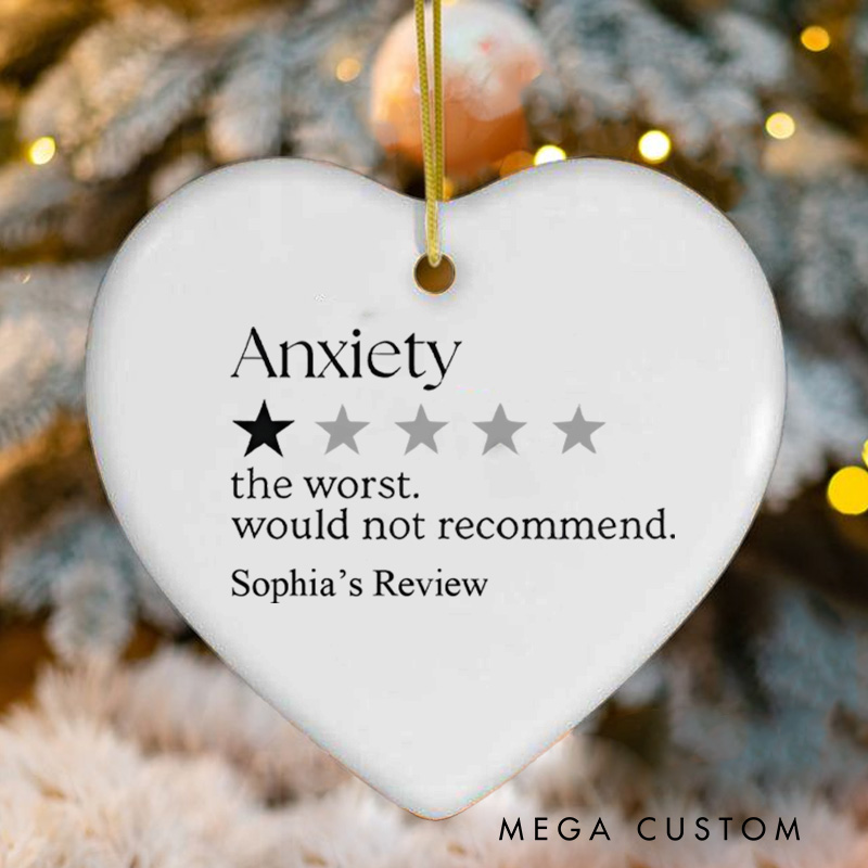 Personalized Anxiety Review Star Rating Humor Design Christmas Ornament for Lighthearted Reflection