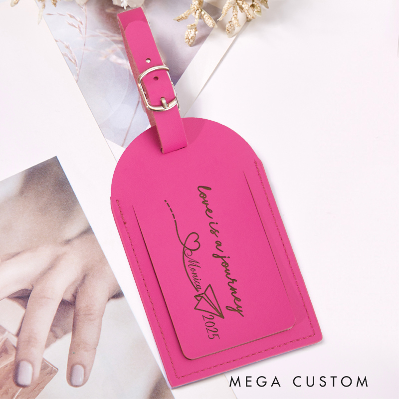 Personalized Love Is A Journey Leather Luggage Tags Gift for Traveling Lovers Travel Gift