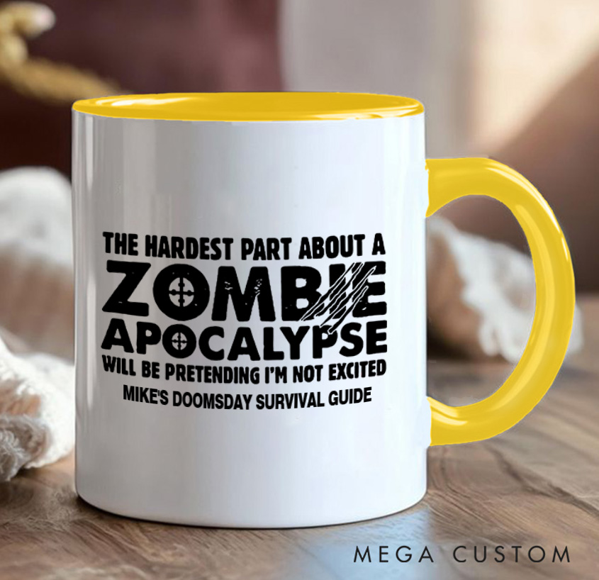 Personalized Zombie Apocalypse Enthusiast Mug Coffee Cup with Names Gift for Geek Nerd