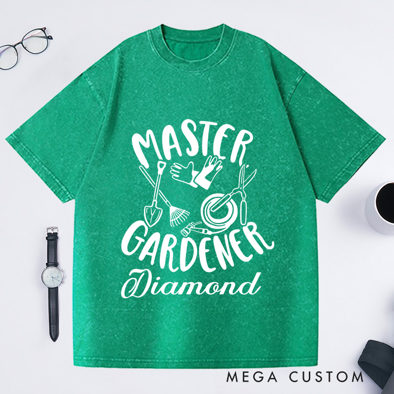 Personalized Master Gardener Washed T-Shirts Custom Gardener Shirt with Name Plant Lover Shirt Gardening Shirt Gardener Gift
