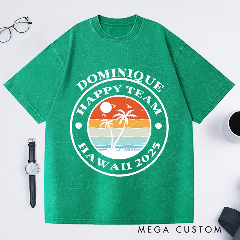 Personalized Summer Travel Washed T-Shirts Vacation Shirts with Name Beech Trip Shirt Gift For Traveler Tee Trip Lover Gift