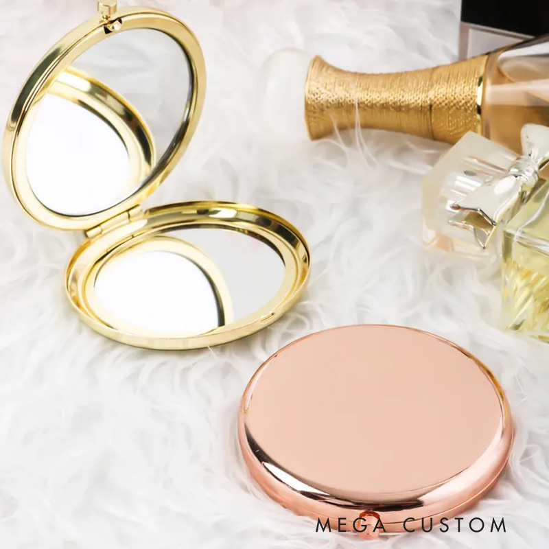 Personalized Engraved Birth Flower Pocket Makeup Mirror Gifts for Her Birthday Gift