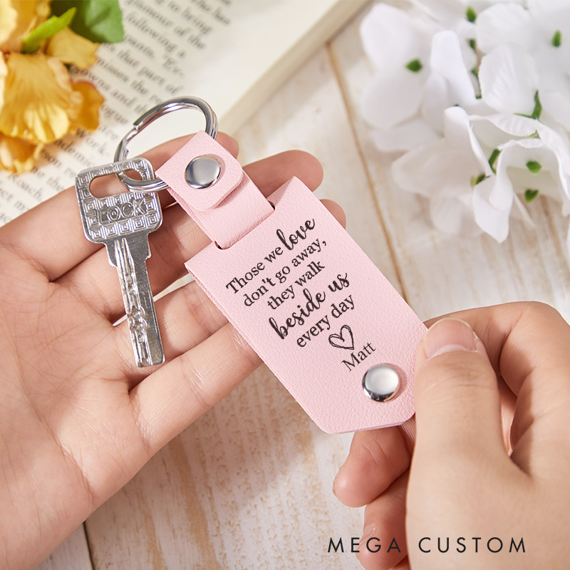 Personalized Memorial Photo Keychain for Loss of  Loved One Walk beside us Bereavement Condolence Remembrance Gifts in Loving Memory Keyring