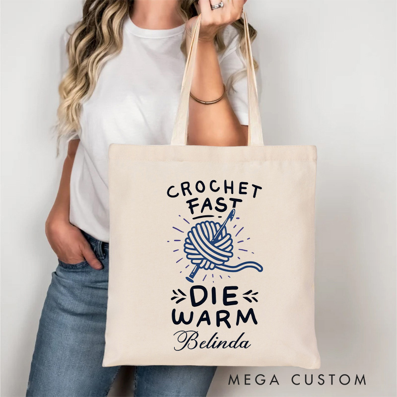 Personalized Crochet Fast Die Warm Tote Bag Gift for a Knitting Lover Gift