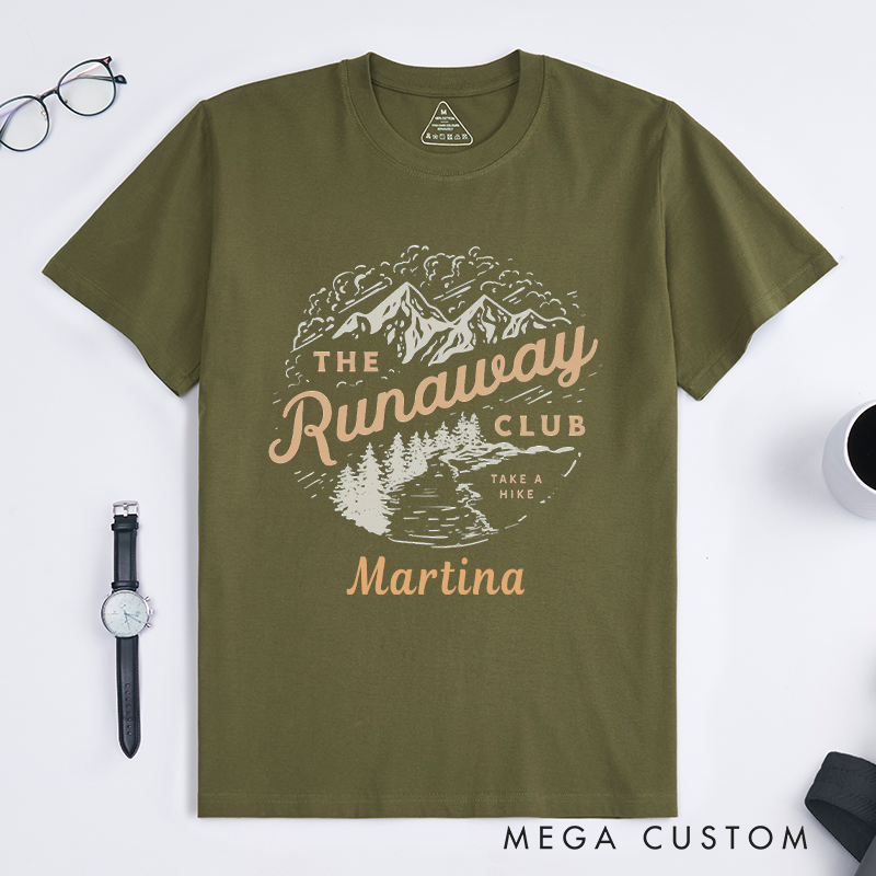 Personalized The Runaway Club Take a Hike T-Shirt Adventurers Hiking Camping Shirt Gift for Travel Outdoors