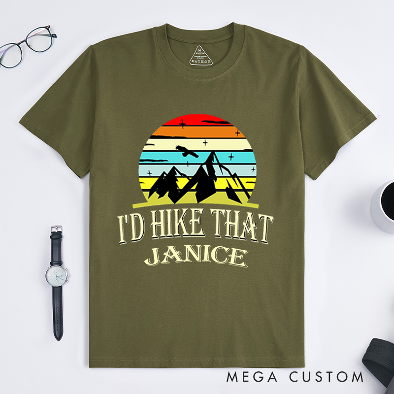 Personalized I'd Hike That T-Shirt Adventure Awaits Shirt Hiking Camping Tee Gift for Outdoor Mountain Climber Travel