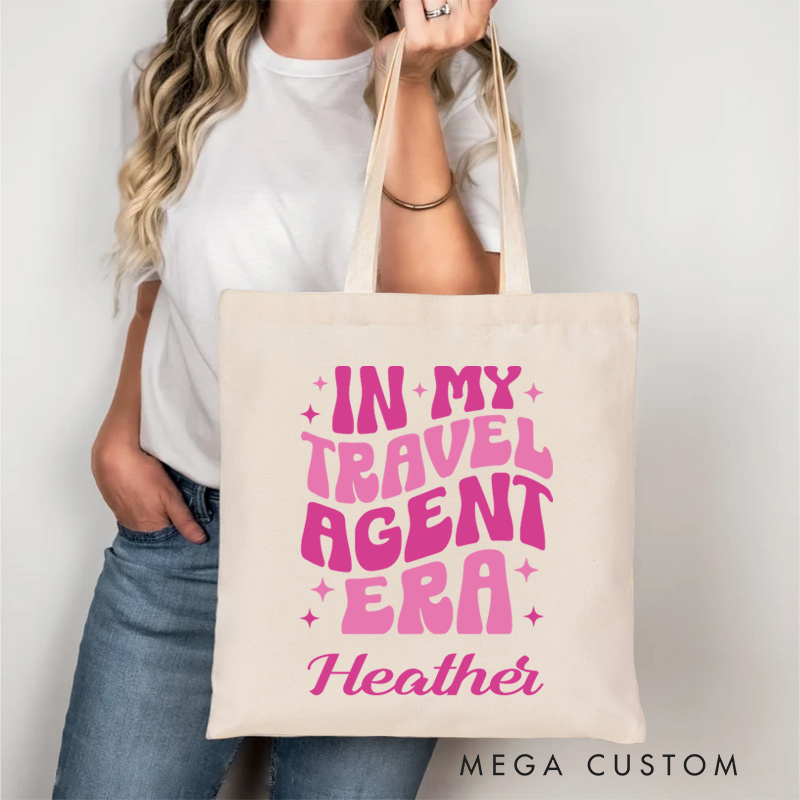 Personalized In My Travel Agent Era Tote Bag Gift for Traveling Lovers Funny Vacation Gift