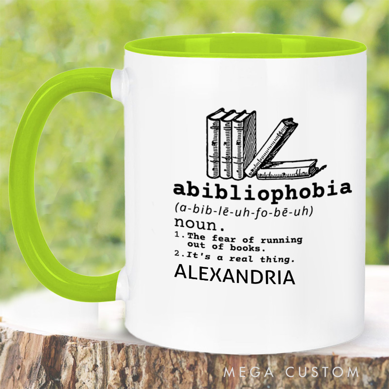 Personalized Abibliophobia Mugs Book Lover Mug with Name 12OZ Coffee Mug Bookish Gift Book Lover Gift Reading Gift