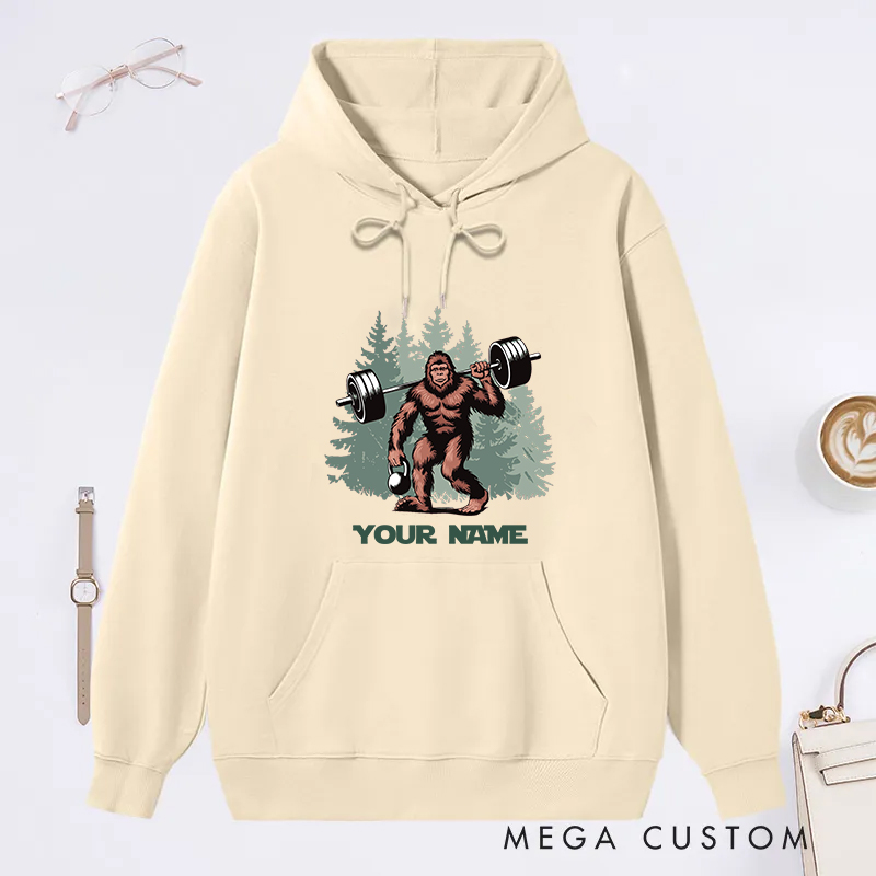 Personalized Fitness Classic Hoodies with Bigfoot Weightlifting Design for Fitness Enthusiasts Bodybuilders and Gym Lovers