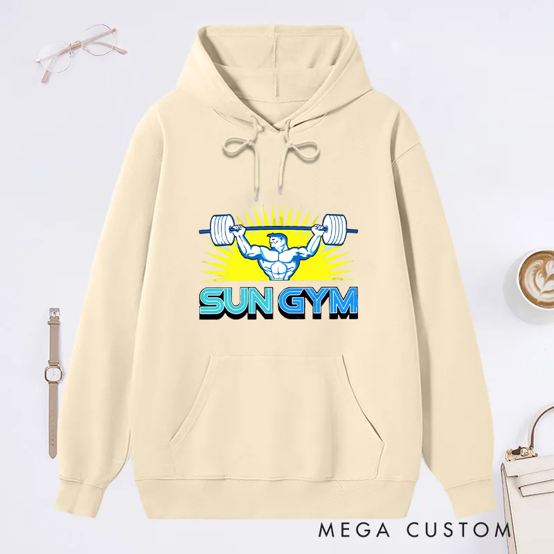 Personalized Fitness Classic Hoodies with Bodybuilder and Sunshine Logo for Fitness Enthusiasts Bodybuilders and Gym Lovers