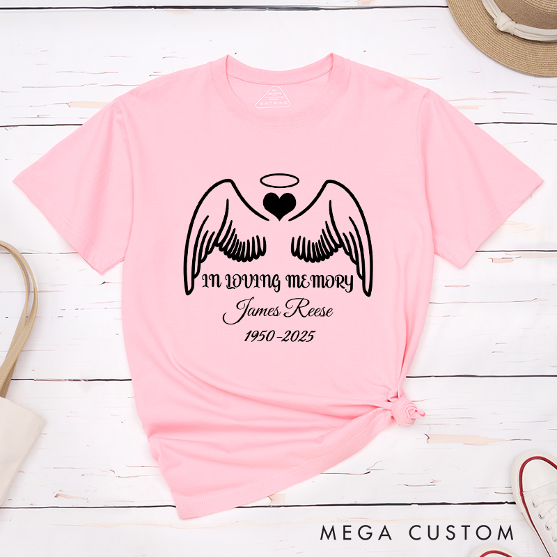 Personalized Memorial Shirt in Loving Memory Tee Remembrance Shirt Funeral Tribute Shirt Cherished Memories Clothing Custom Angel Tee