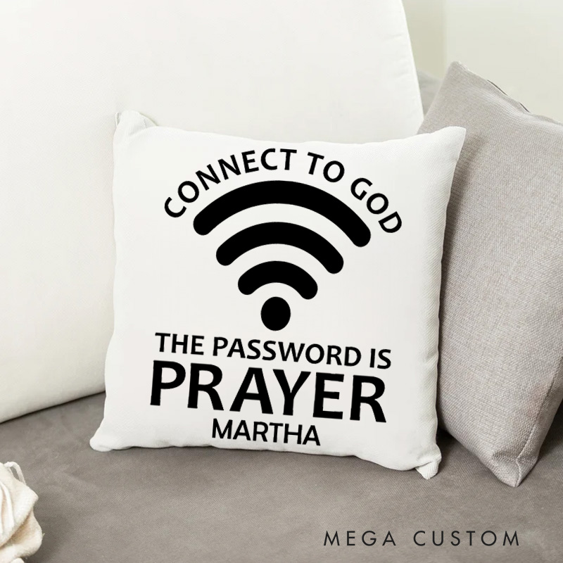 Personalized Connect to God the Password is Prayer Throw Pillow Cover with Name Home Decor Inspirational Throw Pillow Christian Gift