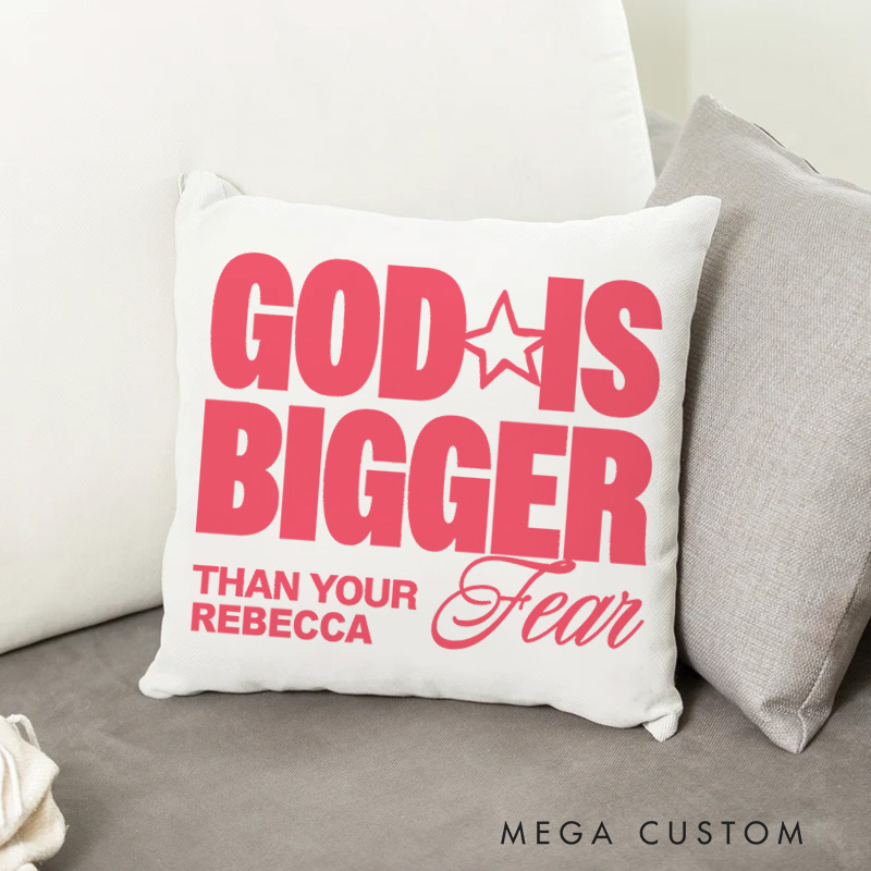 Personalized God is Bigger than Your Fear Throw Pillow Cover with Name Home Decor Religious Throw Pillow Christian Gift for Jesus Lover Faith Gift