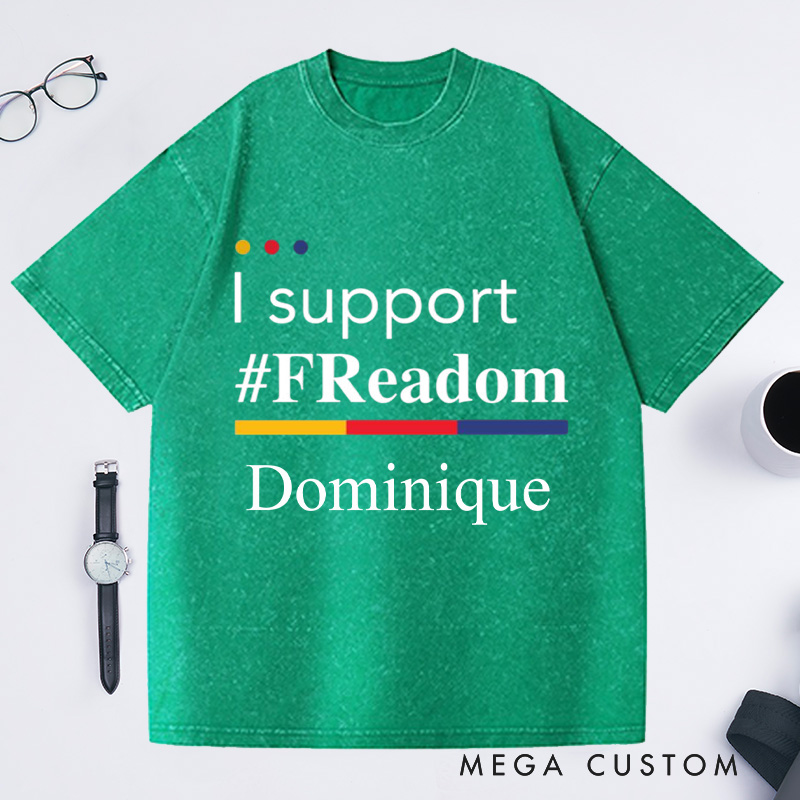 Personalized I Support FReadom Washed T-Shirts Librarian Reading T-shirt Bookish Tshirt Book Lover Shirt Gift