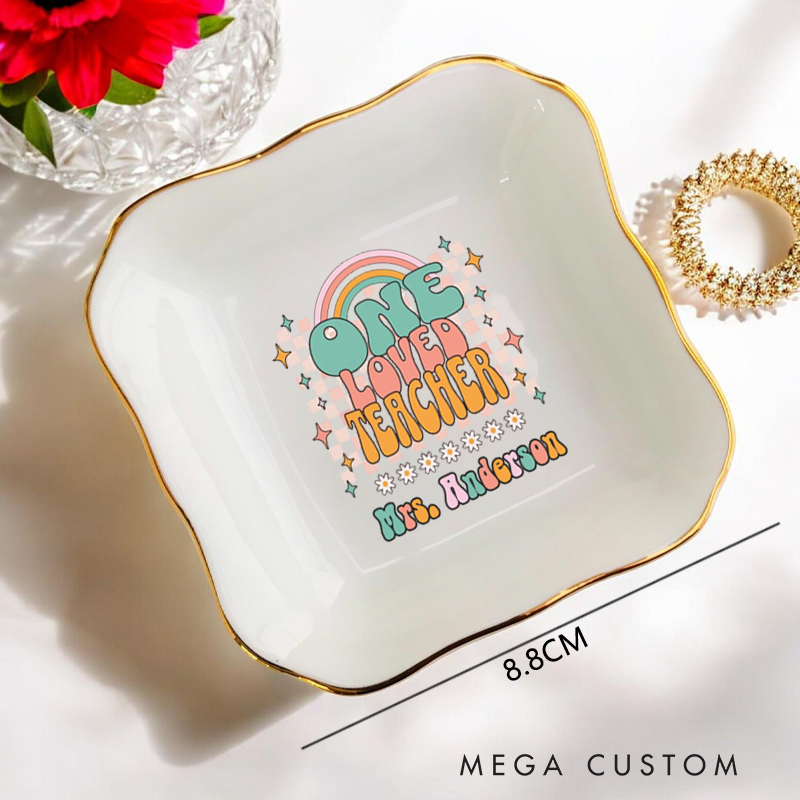 Personalized Jewelry Dish for Teacher the Man the Myth the Legend Irregular Square Ceramic Ring Dish Teacher Appreciation Gift