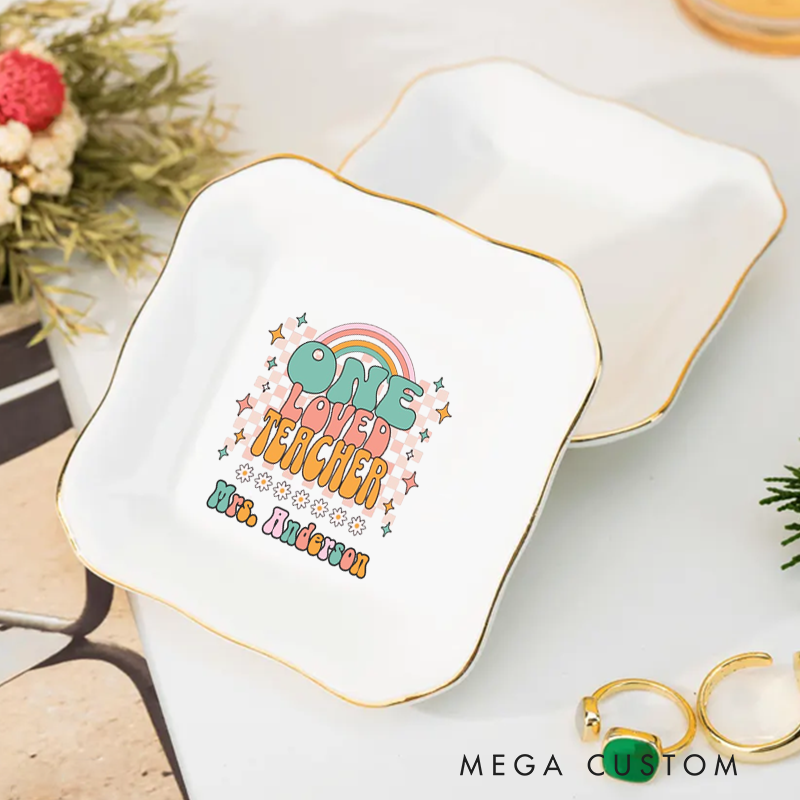 Personalized Jewelry Dish for Teacher the Man the Myth the Legend Irregular Square Ceramic Ring Dish Teacher Appreciation Gift