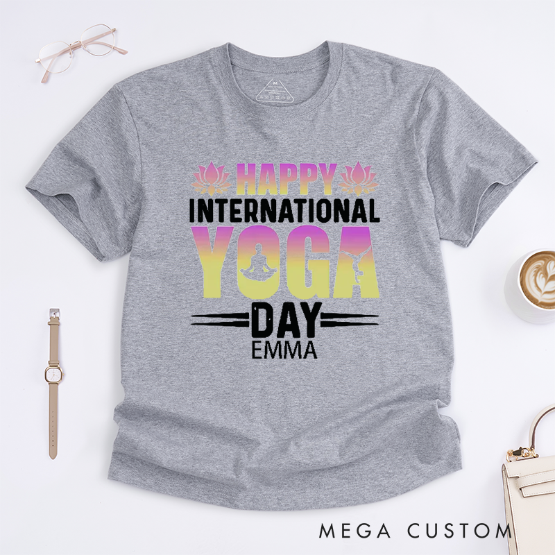 Personalized Happy International Yoga Day T-Shirt Lotus T-Shirt Yoga Lover T-Shirt Mandala T-Shirt Meditating Gift