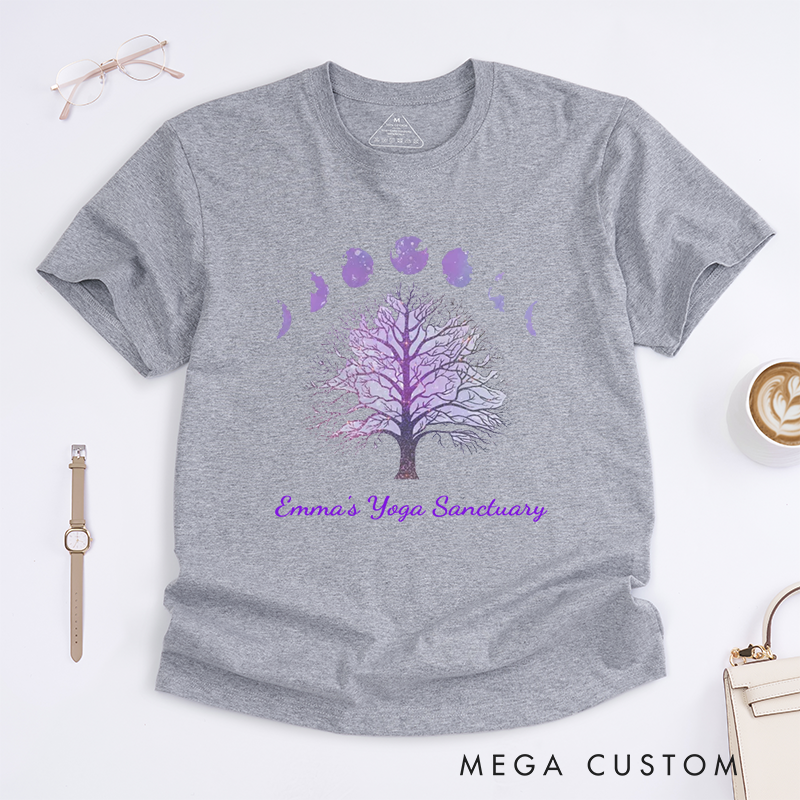 Personalized Tree of Life Yoga T-Shirt Moon Phases T-Shirt Yoga Gift Meditation T-Shirt Yoga T-shirt Yoga Instructor Gift for Yoga Lover