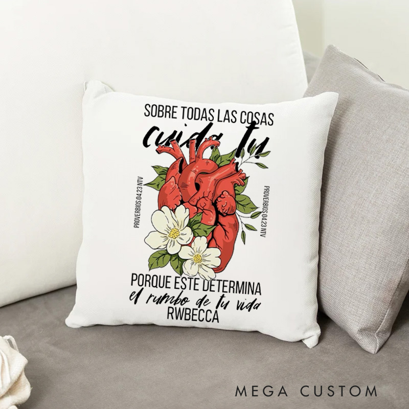 Personalized Above All Else Guard Your Heart Throw Pillow Cover with Name Home Decor Proverbs 4:23 Throw Pillow Religious Gift Christian Gift