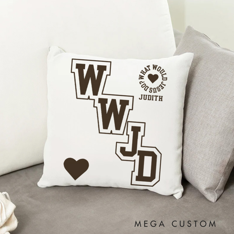 Personalized WWJD What Would Jesus Do Throw Pillow Cover with Name Home Decor Christian Faith Throw Pillow Gift for Jesus Lover