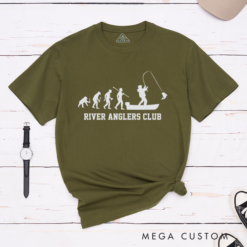 Personalized Evolution Fishing T-Shirt Perfect Gift for Fishing Enthusiasts and Club Members