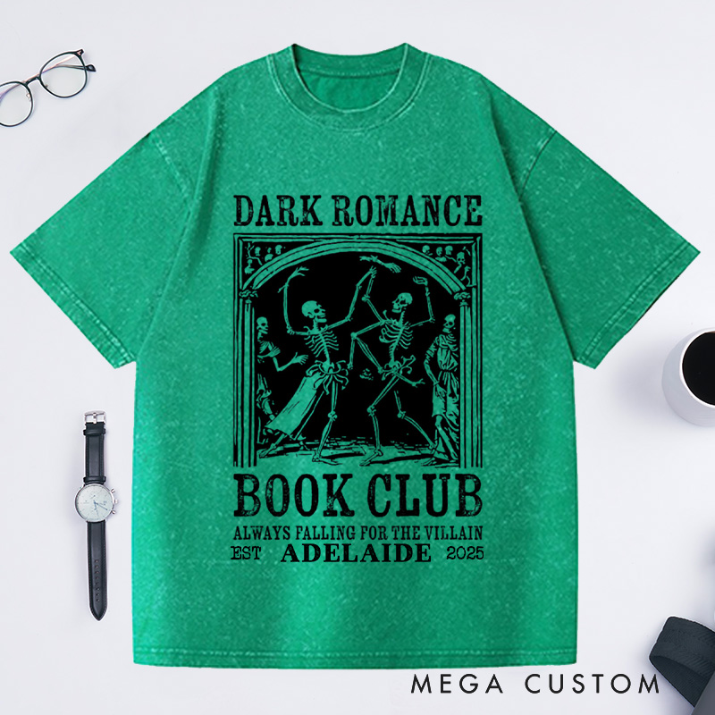 Personalized Dark Romance Book Club Washed T-Shirts, Trendy Literature Shirt Romance Book Shirt Dark Academia Tee Book Lover Gift