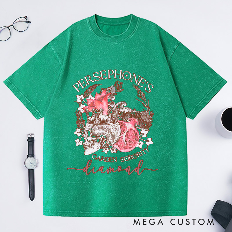 Personalized Persephone's Garden Washed T-Shirts Garden Sorority Shirt Book Lover Shirt Garden Club Shirt Cora Hades Olympus Goddess Shirt