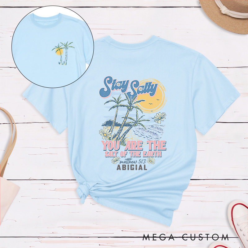 Personalized You Are the Salt of the Earth Classic Bible Verse T-Shirt Tropical Beach Theme Grace Gift Religious Birthday Gift for Christians