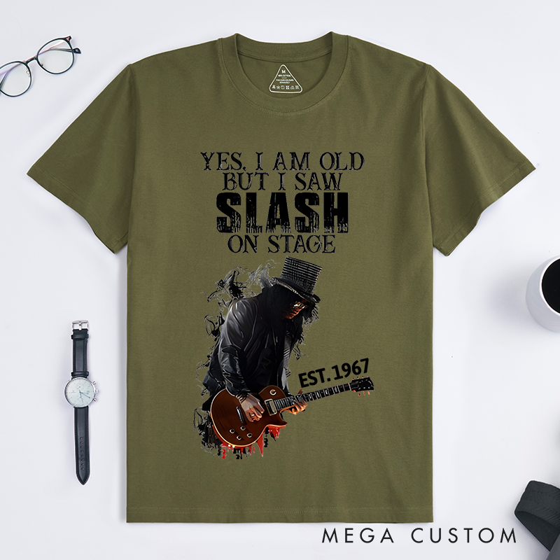 Personalized Classic T-Shirts Retro Rock Graphic Tee Bold Guitar Design Perfect for Rock Music Lovers and Vintage Music Lovers T-Shirt