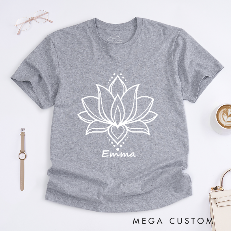 Personalized Namaste T-Shirt Lotus Flower T-Shirt Yoga T-Shirt Meditation T-Shirt Yoga Gift T-Shirt Zen T-Shirt Mandala Tee