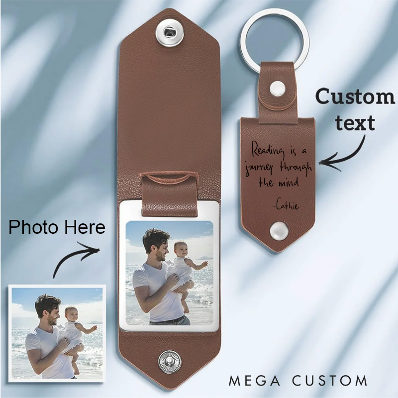 Personalized Reading is a Journey Through the Mind Keychains Engraved Leather Keychain with Name Photo Keychain Reading Lover Gift