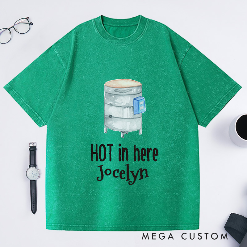 Personalized It's Getting Hot in Here Washed T-Shirts Ceramic Artist Shirt Potters Apparel Funny Kiln Tee