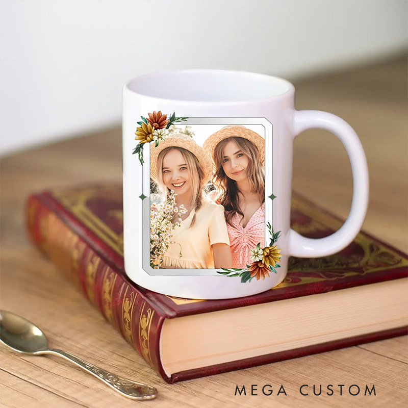 Personalized Sisters in Christ are Sisters for Life Ceramic Mug with Name and Photo Floral Coffee Mug Religious Gift Christian Gift