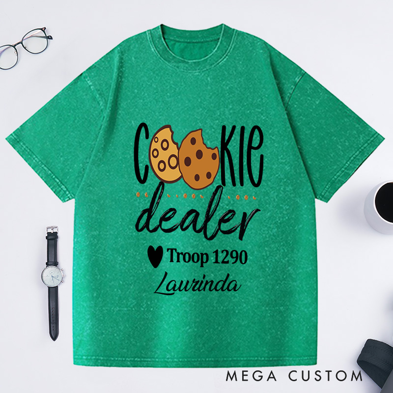 Personalized Cookie Dealer Washed T-Shirts Custom Cookie Dealer Troop Number Shirt